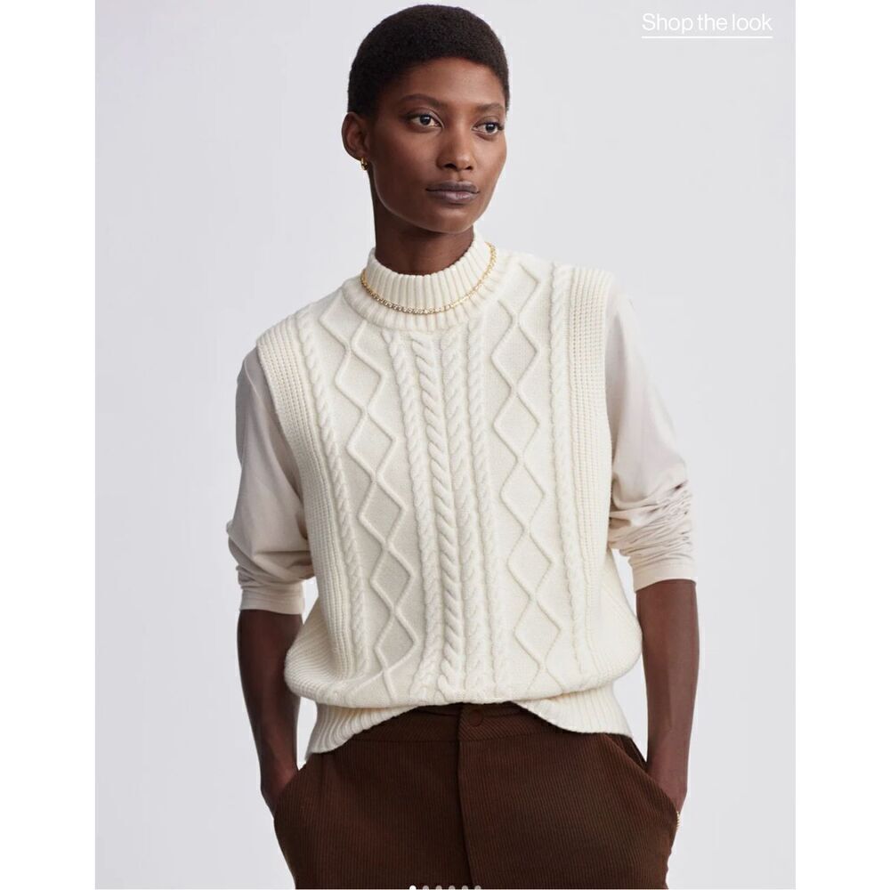 $110 Varley Joilette Roll Neck Vest in Egret size medium
